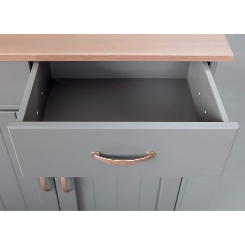 Mobile Grigio a 2 Ante 2 Cassetti Credenza in Legno Dispensa Soggiorno Cucina