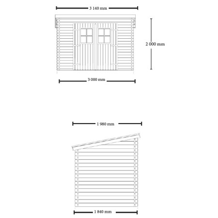 Casetta in Legno 3x1.85 Spessore 20 mm Block House da Giardino Attrezzi Rimessa