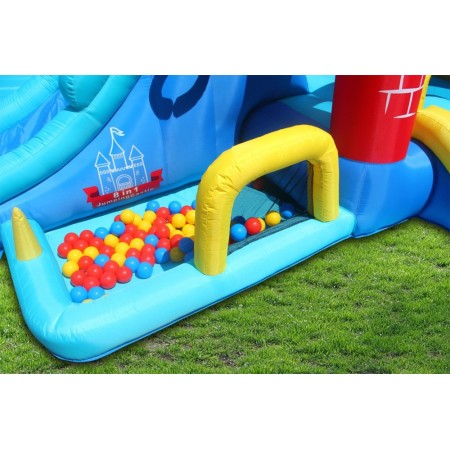 Castello Gonfiabile per Bambini Saltarello 2 Scivoli Vasca Palline Motore Aria