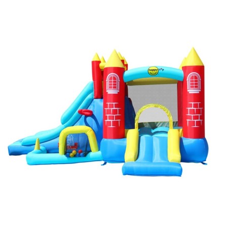 Castello Gonfiabile per Bambini Saltarello 2 Scivoli Vasca Palline Motore Aria