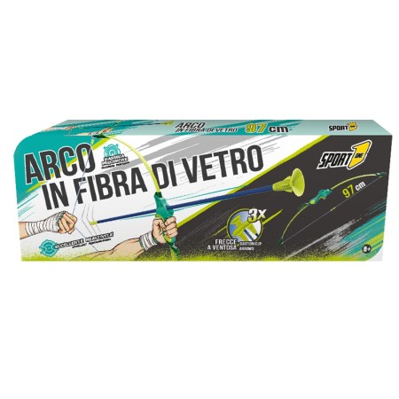 Set Arciere per Bambini Arco 96 cm in Fibra di Vetro 3 Frecce a Ventosa Bimbi