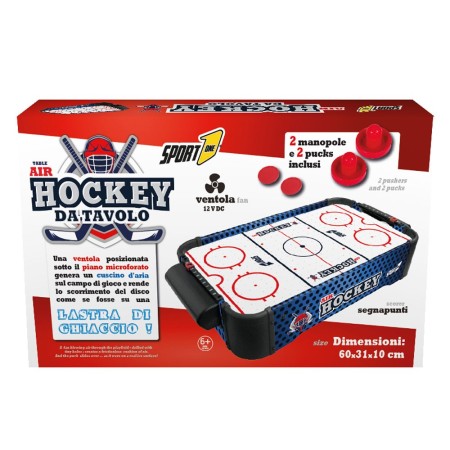 Gioco da Tavolo Air Hockey con Ventola a Batteria 2 Dischi come Mini Biliardino