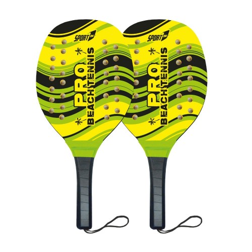 2 Racchette in legno Beach Tennis Spieggia con Pallina Professionali Racchettoni