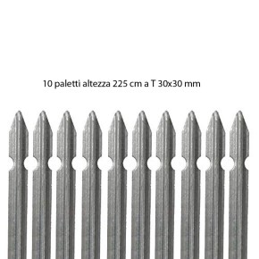 10 Paletti Recinzione in Ferro Zincato 225 cm Pali per Rete Metallo a T Recinto