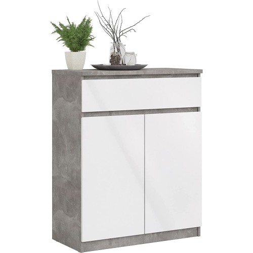 Credenza Buffet Bianco Cassetti Cemento 2 Ante Dispensa Salotto Mobile Legno