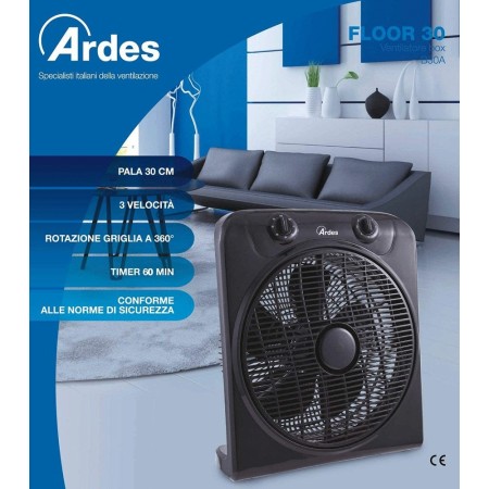 Ventilatore da Terra Pavimento Silenzioso Tavolo Portatile Grow Box Timer Nero