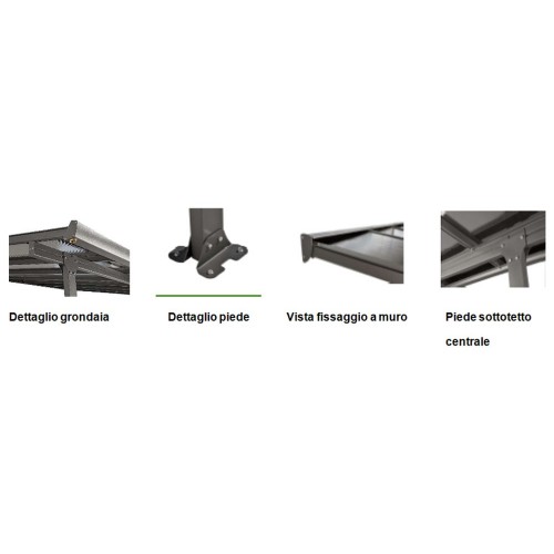 Pergola Addossata 3x3 in Alluminio Gazebo da Giardino Terrazzo Pergolato Carport