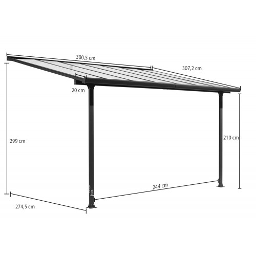 Pergola Addossata 3x3 in Alluminio Gazebo da Giardino Terrazzo Pergolato Carport