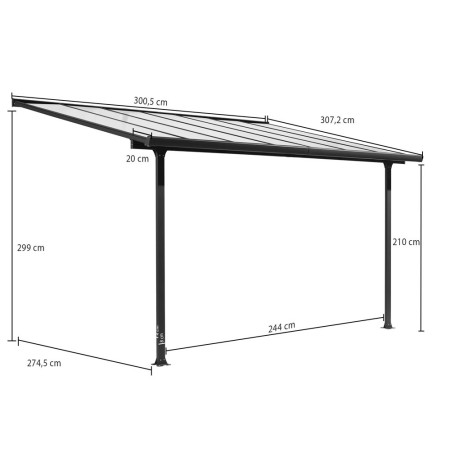 Pergola Addossata 3x3 in Alluminio Gazebo da Giardino Terrazzo Pergolato Carport