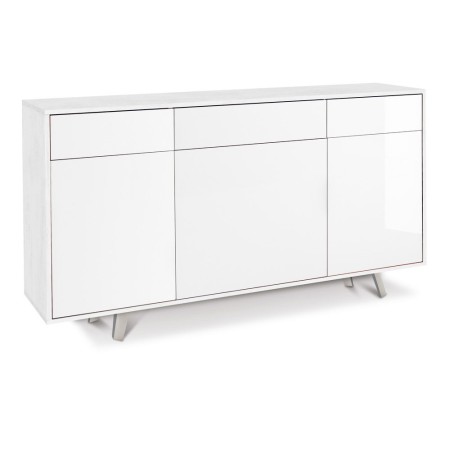 Credenza Madia 3 Ante 3 Cassetti Bianco Lucido Ossido da Soggiorno Mobile Slim