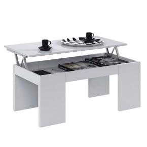 OFFERTA Tavolino da Caffe Bianco Lucido Basso Contenitore con Piccoli Difetti