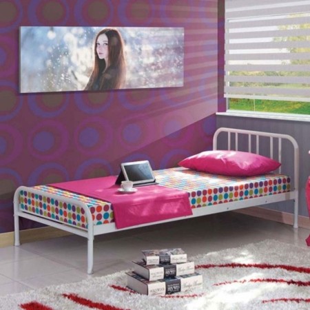 Struttura Letto Singolo 90x190 Rete a Doghe in Metallo per Cameretta dei Bambini