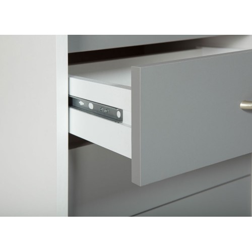 Cassettiera 4 Cassetti Bianco Grigio Ruote Scrivania Comodino Ufficio Cameretta