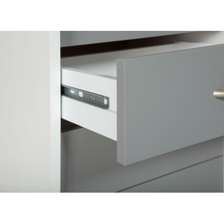 Cassettiera 4 Cassetti Bianco Grigio Ruote Scrivania Comodino Ufficio Cameretta