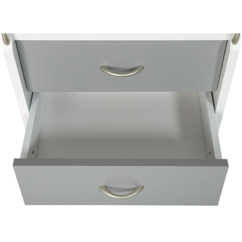 Cassettiera 4 Cassetti Bianco Grigio Ruote Scrivania Comodino Ufficio Cameretta