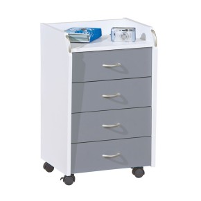 Cassettiera 4 Cassetti Bianco Grigio Ruote Scrivania Comodino Ufficio Cameretta