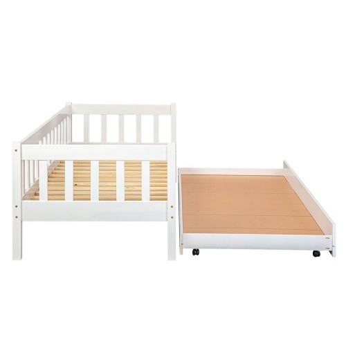 Divano Letto 90x200 Bianco Singolo a Doghe Possibile Letto Estraibile Cameretta