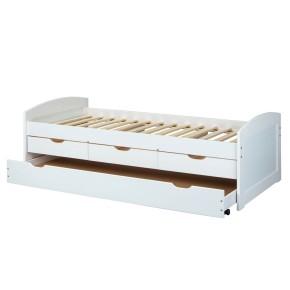 Divano Letto Bianco Letti Singoli a Doghe 90x200 Cassetti Contenitore Estraibile 2