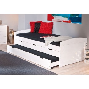 Divano Letto Bianco Letti Singoli a Doghe 90x200 Cassetti Contenitore Estraibile