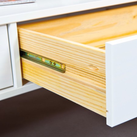 Tavolino in Vetro da Caffe 115x60 Bianco Tavolo Legno Divano da Soggiorno Divano