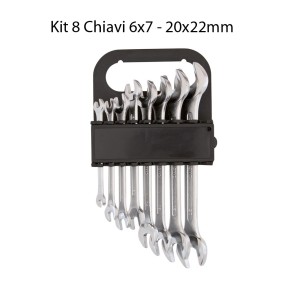 Set 8 Chiavi Inglesi Fisse Doppia Forchetta 6x7 20x22 mm Professionali Acciaio