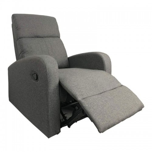 Poltrona Relax in Tessuto Grigio Poltroncina Reclinabile Poggiapiedi Soggiorno
