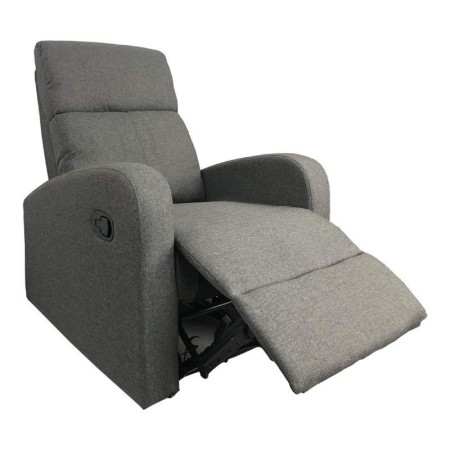Poltrona Relax in Tessuto Grigio Poltroncina Reclinabile Poggiapiedi Soggiorno