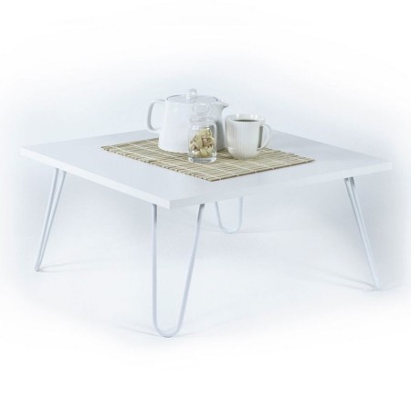 Tavolino da Caffe Basso 60x60 cm Bianco Moderno per Salotto Industrial in Legno