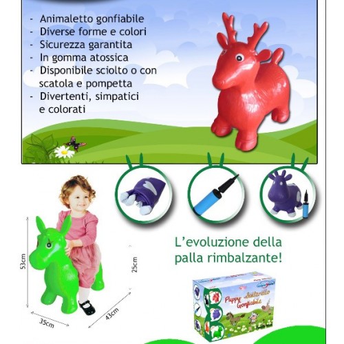 Puppy Animaletti Cavalcabili Gonfiabili Gomma Saltarello Giochi Bimbi Max 35kg
