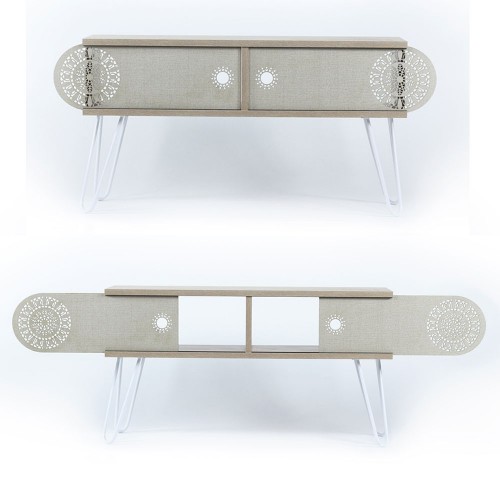 Mobile Porta TV Basso Rovere Moderno Industrial da Salotto Design Televisione