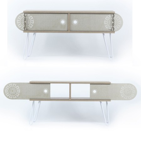 Mobile Porta TV Basso Rovere Moderno Industrial da Salotto Design Televisione