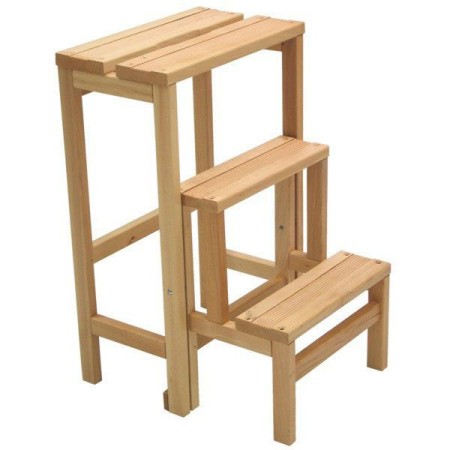 Scaletta 3 Gradini in Legno Salvaspazio Richiudibile Domestica Banchetto Lavoro
