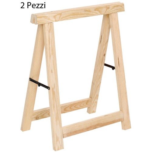 Cavalletti in Legno di Pino Coppia Pieghevoli Robusti 80 cm Tavolo da Lavoro