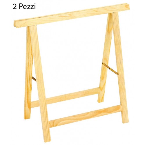 Coppia cavalletti in Legno 2 Pezzi lavoro Pittore Scrivania Officina Pieghevoli
