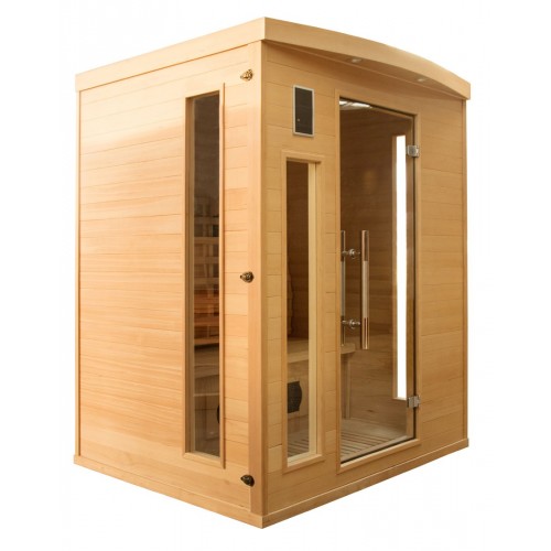Cabina Sauna a Raggi Infrarossi 3 Posti in Legno Casa Ionizzatore Cromoterapia