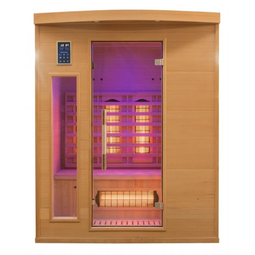 Cabina Sauna a Raggi Infrarossi 3 Posti in Legno Casa Ionizzatore Cromoterapia