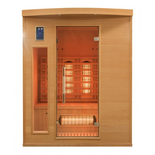 Cabina Sauna a Raggi Infrarossi 3 Posti in Legno Casa Ionizzatore Cromoterapia