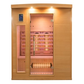 Cabina Sauna a Raggi Infrarossi 3 Posti in Legno Casa Ionizzatore Cromoterapia