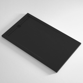Piatto Doccia Slim Nero Marmoresina Effetto Pietra Ruvido a Pavimento Piletta