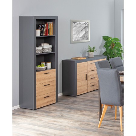 Mobile 70 Ripiani 3 Cassetti Alto Libreria Credenza da Soggiorno Cucina Ufficio