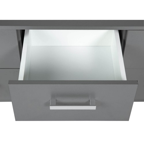 Mobile Basso Cassettiera 120 cm Grigio con 6 Cassetti Mobiletto Porta TV Moderno