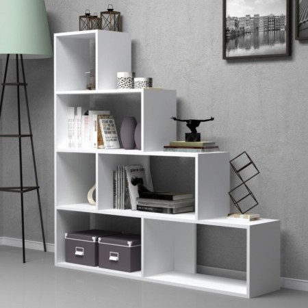 Divisorio Libreria Bianca a Cubi a Scala Scaffale Moderna Mensole Studio Ufficio