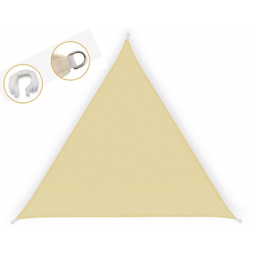 Vela Ombreggiante 5x5 Beige Triangolare Telo da Giardino Esterno Tenda Parasole