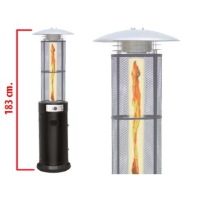 Stufa a Fungo 11Kw da Esterno con Vetro Gas GPL Patio Terrazzo con Ruote Bombola