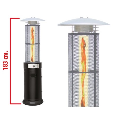 Stufa a Fungo 11Kw da Esterno con Vetro Gas GPL Patio Terrazzo con Ruote Bombola