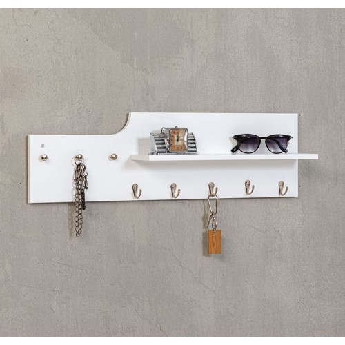 Portachiavi a Parete Bianco da Muro Moderno Appendichiavi Ingresso in Legno