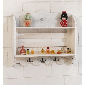 Libreria Portachiavi da Parete Bianco Shabby Muro Appendichiavi Moderno in Legno