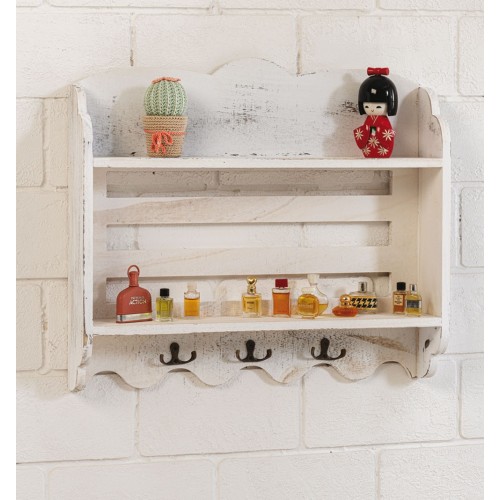 Libreria Portachiavi da Parete Bianco Shabby Muro Appendichiavi Moderno in Legno