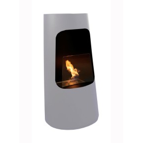 Stufa a Bioetanolo Bianco 2.5 Kw Biocamino con Vetro Bruciatore Liquido Etanolo