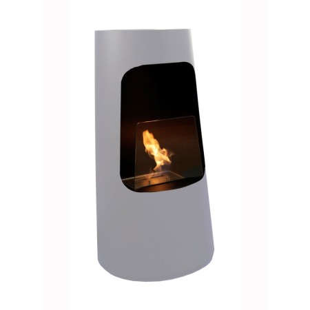 Stufa a Bioetanolo Bianco 2.5 Kw Biocamino con Vetro Bruciatore Liquido Etanolo